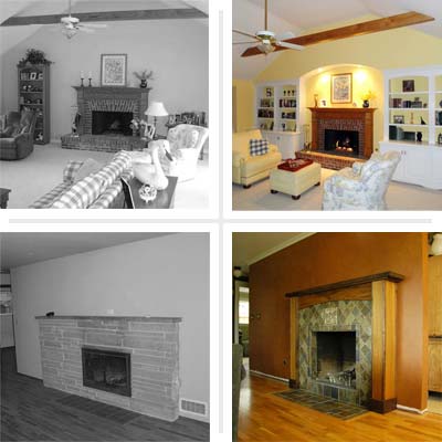 2 fireplace befores and 2 afters