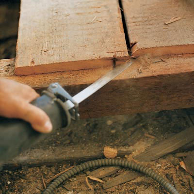 an example of a flush cut with a reciprocating saw