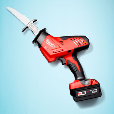 a Milwaukee cordless one-handed reciprocating saw