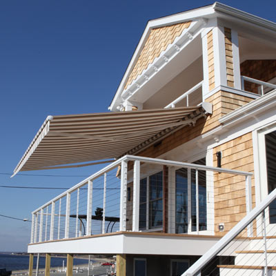 retractable awning on deck 