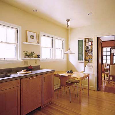 open plan for earth-friendly kitchen and eating areas