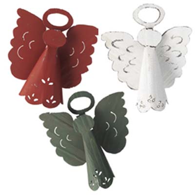 tin angels green holiday decoration