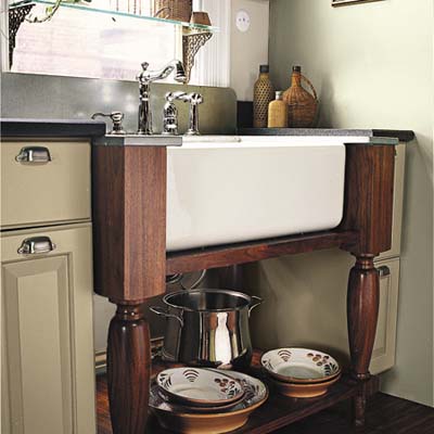 wash stand with open storage underneath 