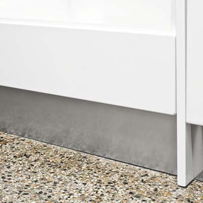 Stainless-steel toekicksto conceal cabinets' legs