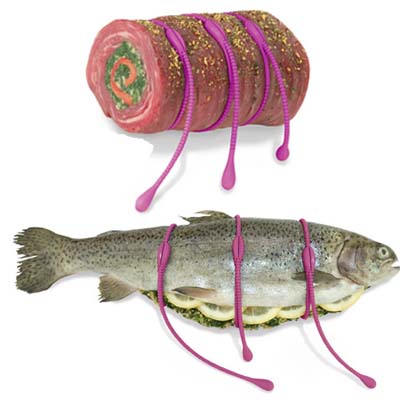 silicone trussing tool to tie foods like meat and fish
