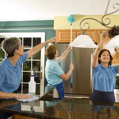 house cleaning crew at work