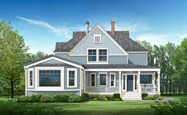 the Parlow house with different exterior paint after a Photoshop remodel
