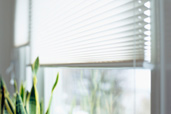 10 uses vinyl mini blinds window with partially open blinds