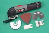a Porter-Cable oscillating tool surrounded by 5 attachments