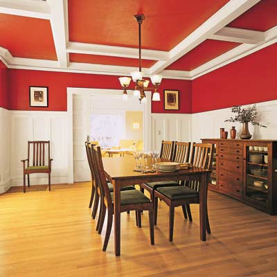 a domestic wood hardwood floor in a dining room
