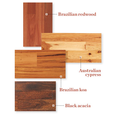samples of exotic wood flooring