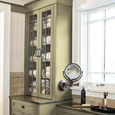 linen cupboard in a bathroom remodel