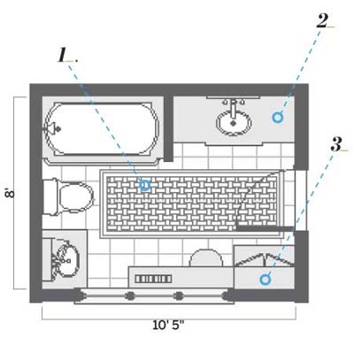 floor plan of a bathroom remodel