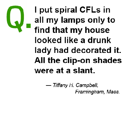 when cfl bulbs are bigger than the incandescent it replaces, sometimes the shade no longer fits the lamp