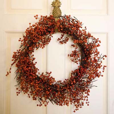dried berry wreath at the Lincoln Room in the Blair House in Washington, DC