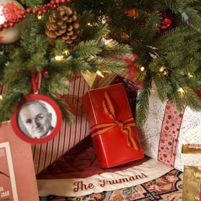 the Christmas gifts and decorations at the Truman Room in the Blair House in Washington, DC