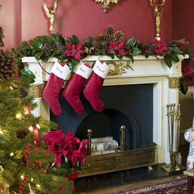 the Christmas garland on the mantel at the Truman Room in the Blair House in Washington, DC