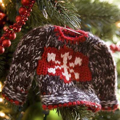 hand-knit mini-sweater Christmas tree ornament at the Truman Room in the Blair House in Washington, DC