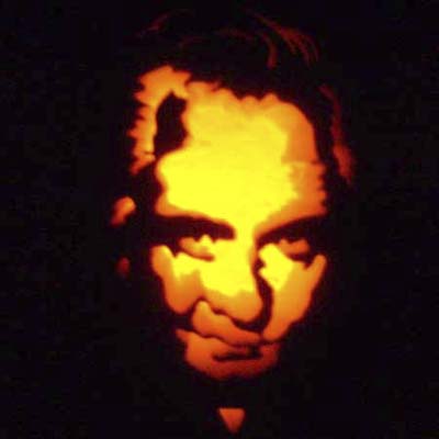 johnny cash carved on a pumpkin