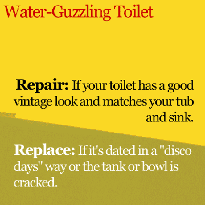 repair or replace a water-guzzling toilet 