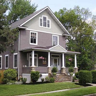 a Colonial Revival house with a full-length front porch in Lauraville, Baltimore, Maryland