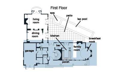 first-floor plan for new Shingle-style house