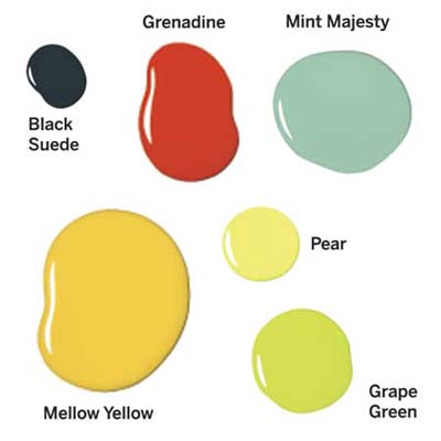 daubs of paints specific to the colors used in the remodel