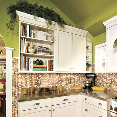 colorful glass mosaic tile in a newly remodeled kitchen