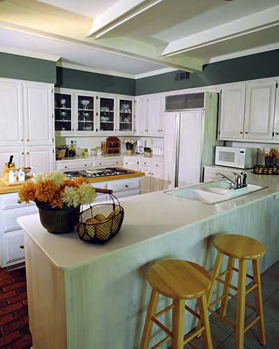 Sea-foam green kitchen