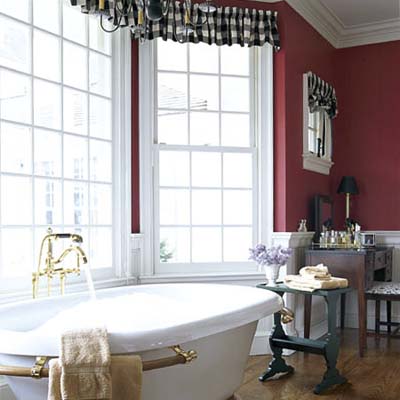 red bathroom walls
