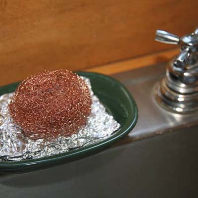 rest your metal scrubber on foil to keep it from rusting