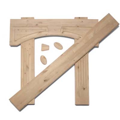 Decorative Concepts makes wood do-it-yourself fireplace mantle kits