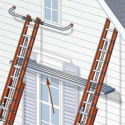 use only aluminum scaffolding planks meant for ladder jacks or 2x12 wood planks no more than 8 feet long
