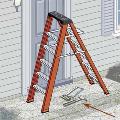 remove all tools and materials from the ladder when it's not in use