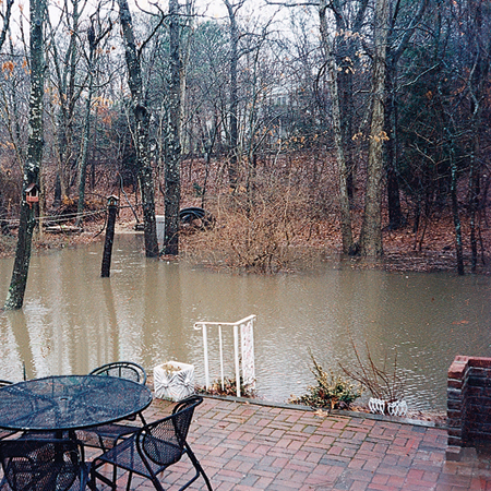 flooded back yard before photo