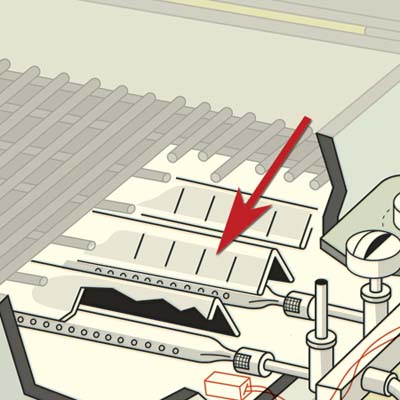 illustration of grill parts highlighting burner protector