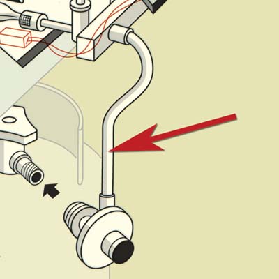 illustration of grill parts highlighting the grill hose