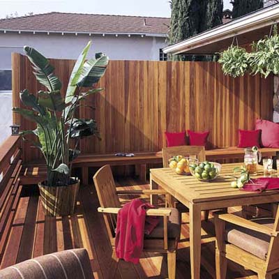 small deck with privacy wall