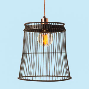 final of pendant light, how to make a wire pendant out of a vintage wastebasket