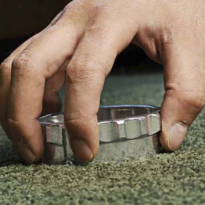 placing the cutter on the carpet