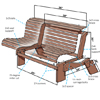 finished garden bench with garden tools