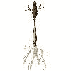 exploded illustration of coat rack with newel post half-stained highlighted