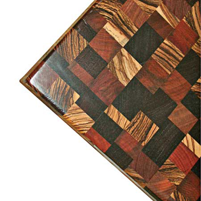 combination of woods hides knife marks well and has superior stability for longevity