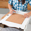 adhering cut cork board on inside of cabinet door