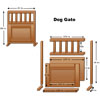 small dog standing up on a dog gate set up between two rooms