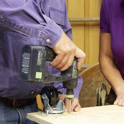 adding a caster to one the tool bench base's corners