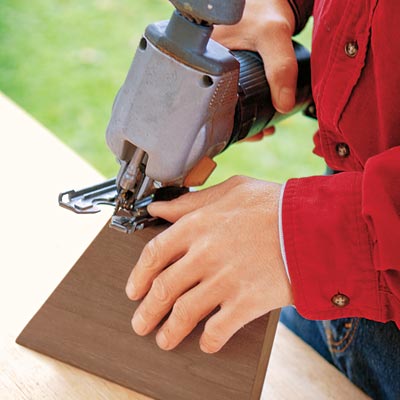 cutting a bevel in the battens with a jigsaw