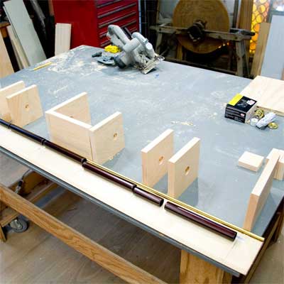 this old house general contractor laying out the pieces to build a freestanding lamp