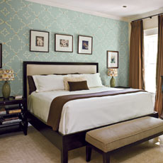 bedroom with painted moroccan star wall design