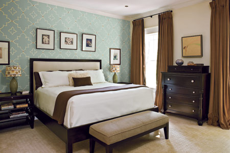 bedroom with painted moroccan star wall design
